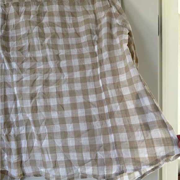 NWT Mango Women’s Tan & White Gingham Button Down Long Sleeve - Picture 8 of 9
